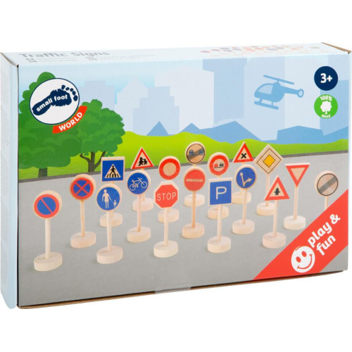 small foot Dřevěné dětské dopravní značky velké 18ks