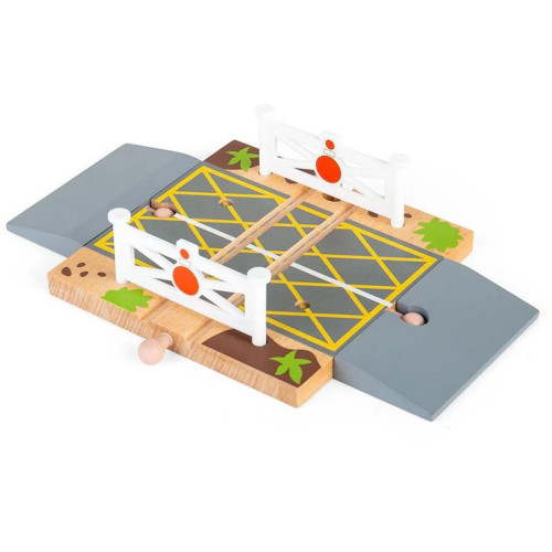 Bigjigs Rail Dřevěné autodráhy železniční přejezd s brankami