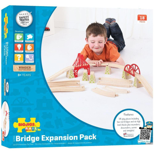 Bigjigs Rail Dřevěné koleje set most 18 dílů