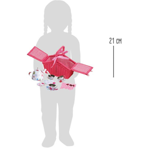 small foot Piknikový růžový koš s nádobíčkem