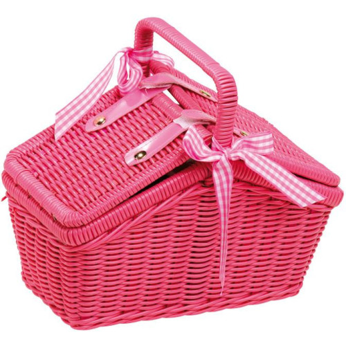 small foot Piknikový růžový koš s nádobíčkem