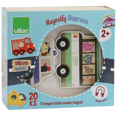 Vilac Dřevěné magnetky doprava 20 ks