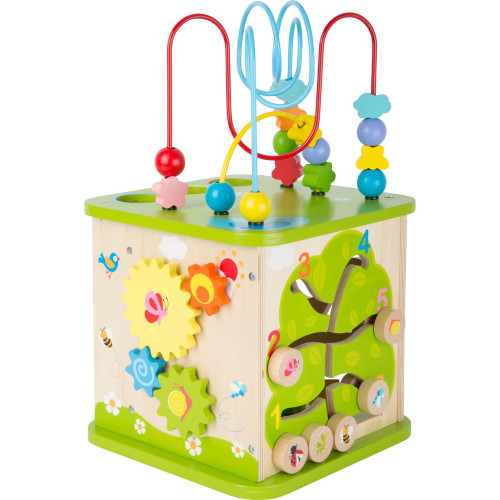 small foot Dřevěná vkládací motorická kostka s labyrintem 5v1