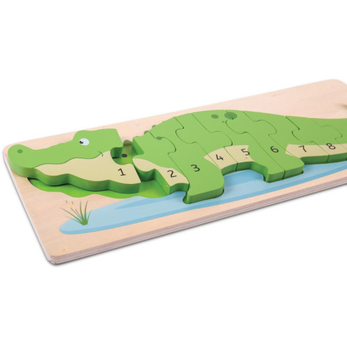 Bigjigs Toys Vkládací puzzle krokodýl s čísly