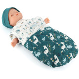 Petitcollin Spací vak zeleno-bílý (pro panenku 36-40 cm)