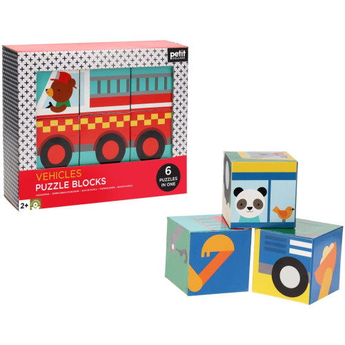 Petit Collage Kostky vozidla se zvířátky