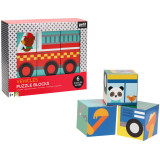 Petit Collage Kostky vozidla se zvířátky