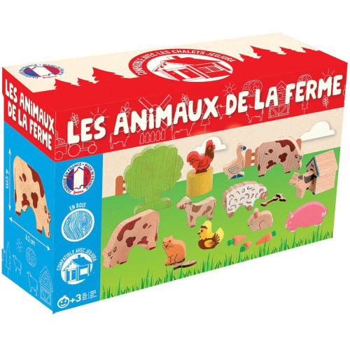 Jeujura Dřevěné figurky ke stavebnicím Hospodářská zvířátka 20 dílů