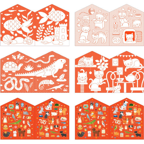 Petit Collage Omalovánka se samolepkami Domácí mazlíčci