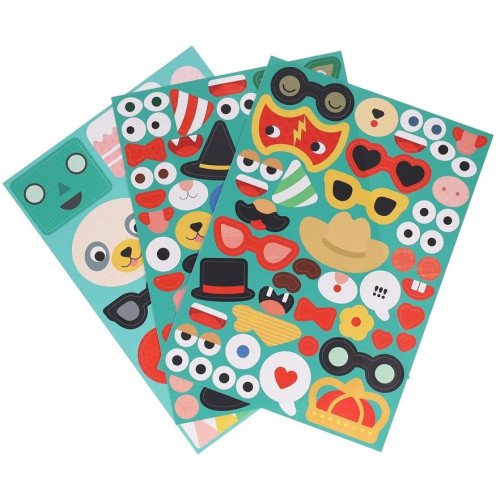 Petit Collage Znovupoužitelné samolepky se scénou Legrační obličeje