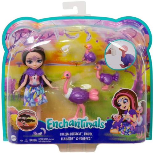 Mattel Enchantimals rodinka - Ofelia Ostrich s pštrosí rodinkou