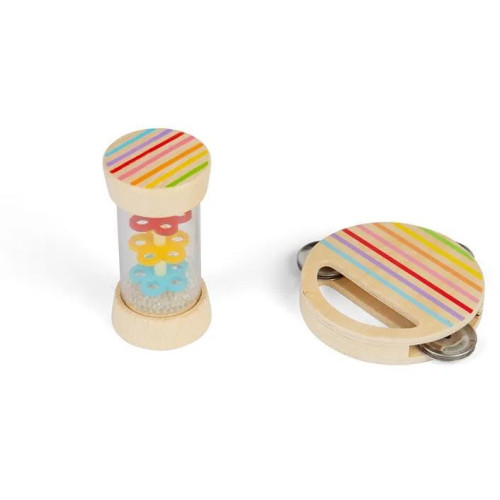 Bigjigs Toys Mini sada dešťová hůlka a tamburína