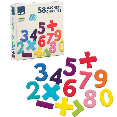 Vilac Dřevěné magnetické číslice 58 ks