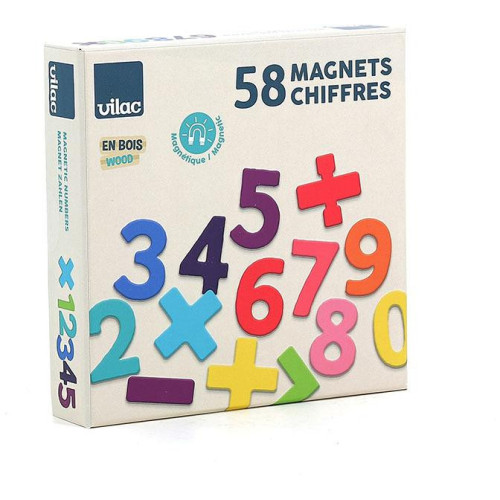 Vilac Dřevěné magnetické číslice 58 ks