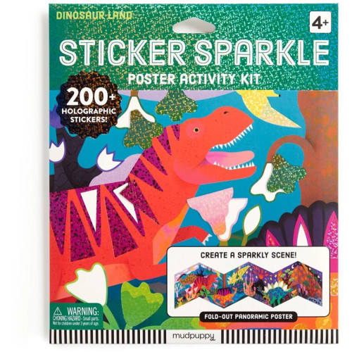 Mudpuppy Sada třpytivých samolepek se scénou Svět dinosaurů