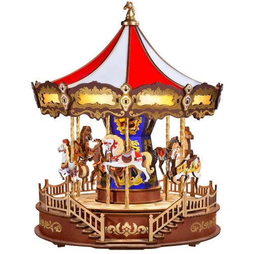 RoboTime 3D dřevěná skládačka hrací skříňky Klasický kolotoč