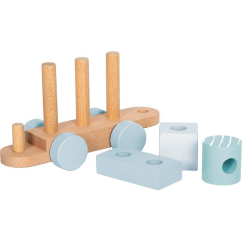 small foot Nasazování Dřevěný vláček modrý