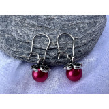 Perličkové náušnice červené s kaplíkem