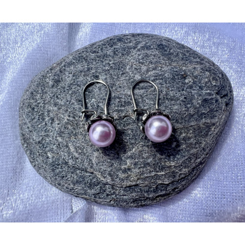 Perličkové náušnice černé s kaplíkem