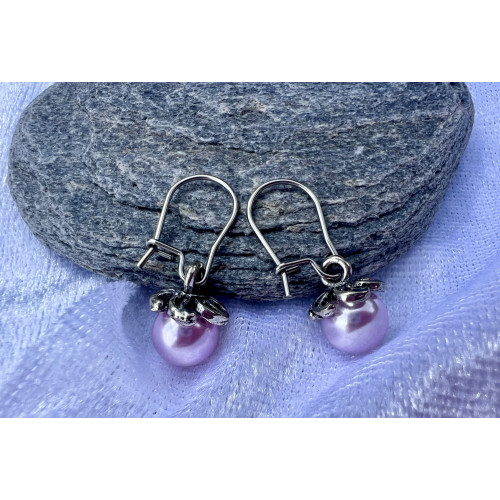 Perličkové náušnice černé s kaplíkem