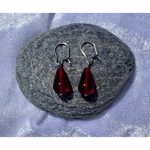 Náušnice červená kapka