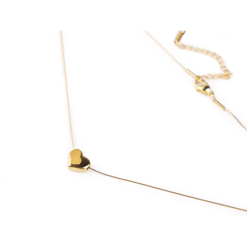 Náhrdelník / řetízek z nerezové oceli srdce, zlatý