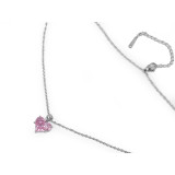 Náhrdelník / řetízek z nerezové oceli s růžovým srdíčkem z broušených kamínků
