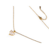 Náhrdelník / řetízek z nerezové oceli s růžovým srdíčkem z broušených kamínků