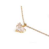 Náhrdelník / řetízek z nerezové oceli s růžovým srdíčkem z broušených kamínků