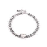 Náramek z nerezové oceli s perleťovým srdíčkem