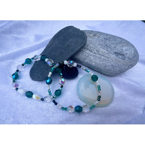 Alada beauty Set 2 náramků Mom and Daughter zeleno-čirý