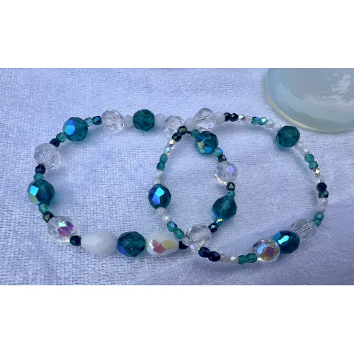 Alada beauty Set 2 náramků Mom and Daughter zeleno-čirý