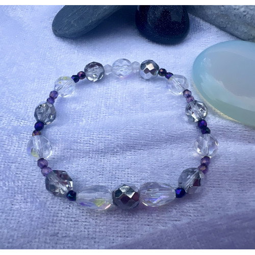 Alada beauty Set 2 náramků Mom and Daughter fialovo-čirý