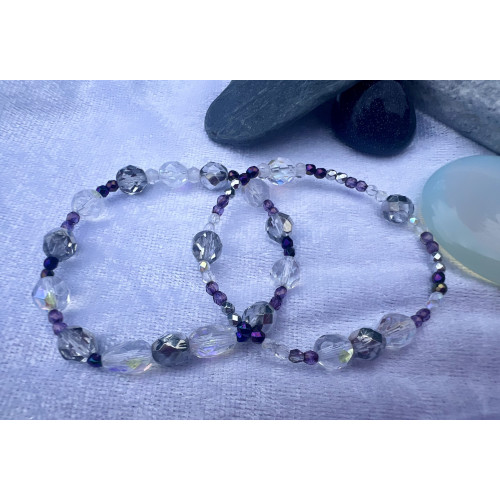 Alada beauty Set 2 náramků Mom and Daughter fialovo-čirý