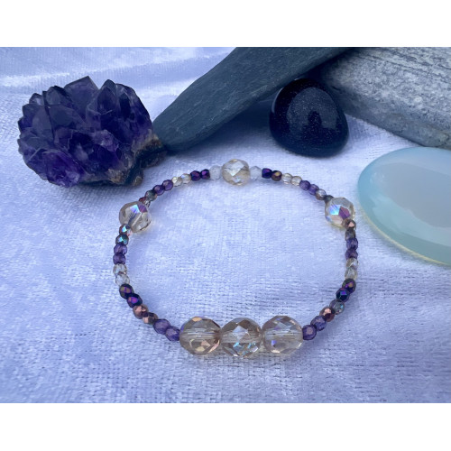 Alada beauty Set 2 náramků Mom and Daughter fialovo-béžový