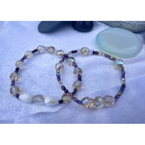 Alada beauty Set 2 náramků Mom and Daughter fialovo-béžový