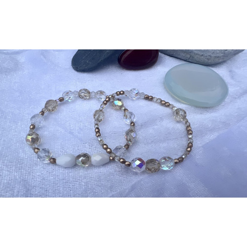 Alada beauty Set 2 náramků Mom and Daughter zlato-čirý