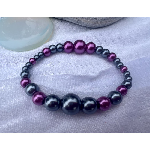 Alada beauty Set 2 perličkových náramků tmavě šedá + fialovo-růžová