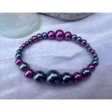 Alada beauty Set 2 perličkových náramků tmavě šedá + fialovo-růžová