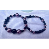 Alada beauty Set 2 perličkových náramků černá + tlumená fialová