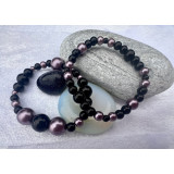Alada beauty Set 2 perličkových náramků černá + tlumená fialová