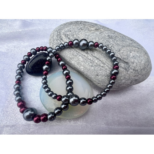 Alada beauty Set 2 perličkových náramků tmavě šedá + bordová
