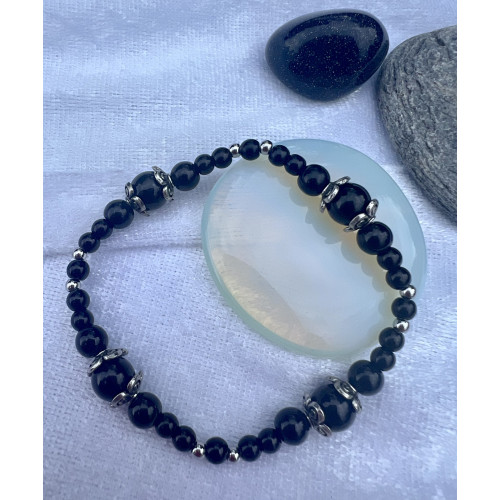 Alada beauty Perličkový náramek Princess stříbrno-černý