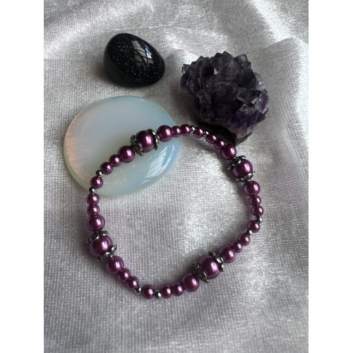 Alada beauty Perličkový náramek Princess stříbrná + fialovorůžová