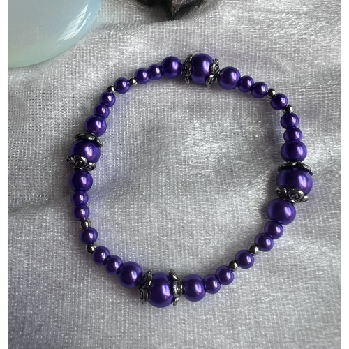 Alada beauty Perličkový náramek Princess stříbrná + ostrá fialová