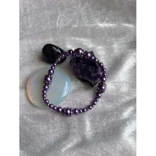 Alada beauty Perličkový náramek Princess stříbrná + světlá fialová