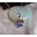 Alada beauty Náhrdelník / řetízek z nerezové oceli s andílkem Purple Jelly