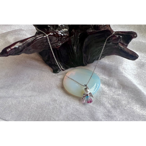 Alada beauty Náhrdelník / řetízek z nerezové oceli s andílkem Pink-blue Jelly