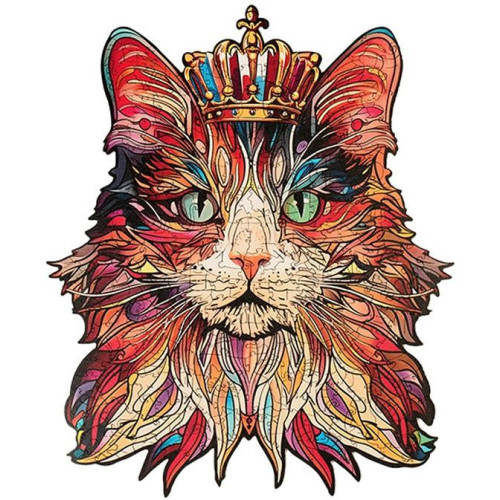 RoboTime Dřevěné puzzle Kočičí král