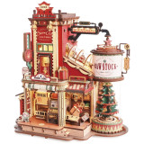 RoboTime 3D dřevěná skládačka hrací skříňky Kouzelná továrna na dárky